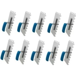 PETERS-LIVING 10x Edelstahl Glättkelle 15 X 15 Mm Zahnung 280 X 130 Mm Glättekelle