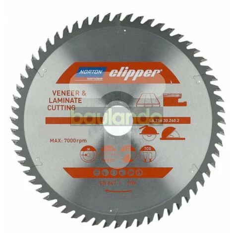Norton Clipper Kreissägeblatt LAMINAT, BESCHICHTETE WERKSTOFFE 216x30 60Z 1 Norton Clipper Kreissägeblatt LAMINAT, BESCHICHTETE WERKSTOFFE 216x30 60Z