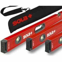 SOLA® SOLA Bag-Set Alu-Wasserwaage Red 3 60cm, 80cm, Big Red 3 120cm Mit Tragetasche