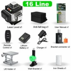 INSMA 16 Linie Laser Level 4D Grün Licht Auto Selbst Ausgleich Kreuz 360°Drehbar 1 X Lithiumbatterie -Angebote Fliesenleger-Werkzeug Store 28164068 4