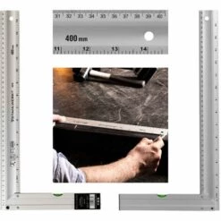 STAHLWERK Aluminium Anschlagwinkel Messwinkel Zimmermannswinkel 400 Mm Winkel Mit Cm Und Zoll Integrierte Wasserwaage Im Griff Genietet