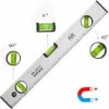 LITZEE 40 Cm Blasenniveau, Magnetisches Blasenniveau Mit 3 Gut Sichtbaren Fläschchen Aluminiumgehäuse, Robuste Endkappen Für Horizontale Vertikale Und 45 °, Genauigkeit +/- 0,5 Mm - Integriertes Lineal