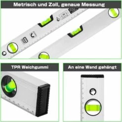 LITZEE 40 Cm Blasenniveau, Magnetisches Blasenniveau Mit 3 Gut Sichtbaren Fläschchen Aluminiumgehäuse, Robuste Endkappen Für Horizontale Vertikale Und 45 °, Genauigkeit +/- 0,5 Mm - Integriertes Lineal -Angebote Fliesenleger-Werkzeug Store 28934324 3