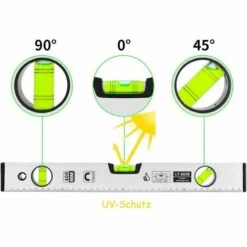 LITZEE 40 Cm Blasenniveau, Magnetisches Blasenniveau Mit 3 Gut Sichtbaren Fläschchen Aluminiumgehäuse, Robuste Endkappen Für Horizontale Vertikale Und 45 °, Genauigkeit +/- 0,5 Mm - Integriertes Lineal -Angebote Fliesenleger-Werkzeug Store 28934324 4
