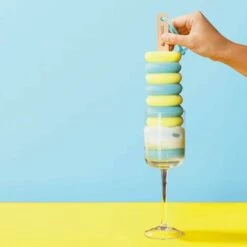 DONKEYPRODUCTSGMBHCOKG Donkey Crazy Curls Lemon Spülschwamm, Spül Schwamm, Reinigungsschwamm, Küchenutensilien, Kunststoff / Holz, Gelb / Blau, 26 Cm, 600507