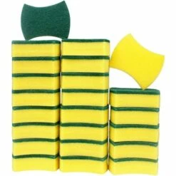 BEARSU 24-teiliger Reinigungsschwamm, Doppelseitiger Hochleistungs-Mehrzweck-Peelingschwamm, Küchenschwamm, Größe: 10 X 8 X 3 Cm
