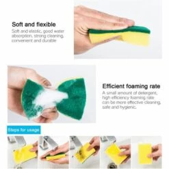 BEARSU 24-teiliger Reinigungsschwamm, Doppelseitiger Hochleistungs-Mehrzweck-Peelingschwamm, Küchenschwamm, Größe: 10 X 8 X 3 Cm -Angebote Fliesenleger-Werkzeug Store 31510006 5