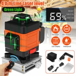 MANTA 16 Line Laser Level Wasserwaage 4D Kreuzlinienlaser Linienlaser Measure Grün Neu EU Plug 4D 16 Line Laser Level