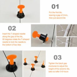 HAPPYSHOPPING 50 PCS Fliesen-Nivelliersystem Wiederverwendbare Distanzstücke Für Fliesenausgleicher Und 1PC-Schraubenschlüssel Konstruktionswerkzeuge Für Die Einstellung Von Badezimmerfliesen Im Wandboden -Angebote Fliesenleger-Werkzeug Store 33047098 3