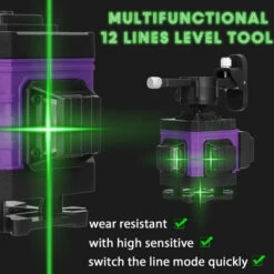 ASUPERMALL Multifunktionales 12-Linien-Laser-Nivellierwerkzeug Vertikale Horizontale Linien Mit 3 ° Selbstnivellierungsfunktion,EU PlugMulticolor -Angebote Fliesenleger-Werkzeug Store 33194702 5