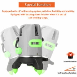 KKMOON Multifunktion 3 ° Automatisches Selbstnivellierendes 5-Linien-Laser-Fullstandsmesswerkzeug Mit Vertikaler Horizontaler Schiefer Gerader Linie,EU PlugMulticolor -Angebote Fliesenleger-Werkzeug Store 33194916 4