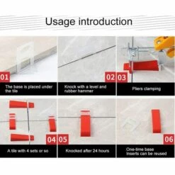 LITZEE Fliesen-Nivelliersystem Keile, Keilausgleich Fliesenabstandshalter Fliesenausgleichsabstandshalter Clips Ecken, 100 Stück, Rot -Angebote Fliesenleger-Werkzeug Store 34911796 4