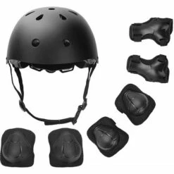 LITZEE Kinder Protektoren Protektoren Inline Protektoren Für Kinder Knieprotektoren Set Mit Helm Für Inline Skateboard Fahrrad Rollschuh - Schwarz