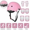 LITZEE Kids Protective Set Protektoren Inline Protektoren Für Kinder Inline Skateboard Helm Knieprotektoren Set Bike Roller Skateboard - Pink