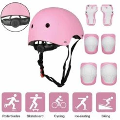 LITZEE Kids Protective Set Protektoren Inline Protektoren Für Kinder Inline Skateboard Helm Knieprotektoren Set Bike Roller Skateboard - Pink