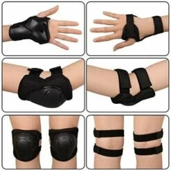 LITZEE Kinder Knieschoner, 6 Stück Kinder Knieschoner Set, Knieschoner Kinder Schutzausrüstung Set Ellbogenschoner Handgelenkschoner Knieschoner Für Skateboard Roller Fahrrad Roller-Schwarz -Angebote Fliesenleger-Werkzeug Store 35334046 4