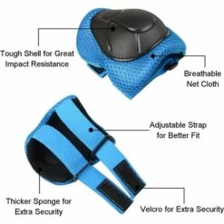 LITZEE Kinder Knieschoner, 6er Kinder Knieschoner Set, Knieschoner Kinder Schutzausrüstung Set Ellbogenschoner Handgelenkschoner Knieschoner Für Skateboard Roller Fahrrad Roller Blau -Angebote Fliesenleger-Werkzeug Store 35334564 3