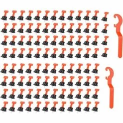 BARES Fliesen-Nivelliersystem-Kit, 100-teilig Wiederverwendbar, Fliesen-Nivellierungs-Einsteller, Wand- Und Bodenbau-Heimwerker, 2 Spezialschlüssel W