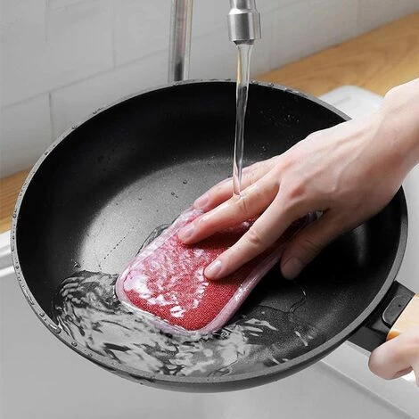 BRIDAY Waschbarer Geschirrschwamm, Antibakterieller Scheuerschwamm Aus Mikrofaser, Wiederverwendbare Pads & Agrave; Schwammschaber Für Antihaft-Pfannen-Töpfe Mit 4 Klebehaken (4 Stück Schwamm) 5 BRIDAY Waschbarer Geschirrschwamm, Antibakterieller Scheuerschwamm Aus Mikrofaser, Wiederverwendbare Pads & Agrave; Schwammschaber Für Antihaft-Pfannen-Töpfe Mit 4 Klebehaken (4 Stück Schwamm) – Bild 5
