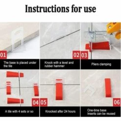 LITZEE Fliesen-Level-Clips, 100 Stück Nivellier-Abstandsclip Fliesenkeile Boden-Nivelliersystem + 100 Stück Wiederverwendbare Bodenkeile 3-12 Mm Dicke -Angebote Fliesenleger-Werkzeug Store 36236151 3