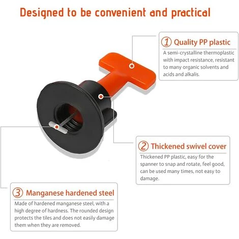 LITZEE Tile Leveler * 50, Tile Leveling Kit, Wiederverwendbares Tile Leveling System, DIY Werkzeug Für Wand, Boden, 1 Schraubenschlüssel 2 LITZEE Tile Leveler * 50, Tile Leveling Kit, Wiederverwendbares Tile Leveling System, DIY Werkzeug Für Wand, Boden, 1 Schraubenschlüssel – Bild 2