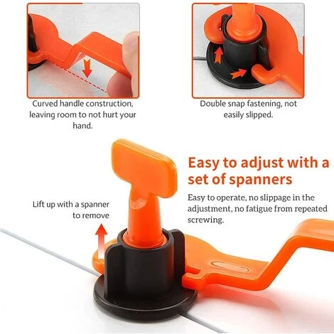 LITZEE Tile Leveler * 50, Tile Leveling Kit, Wiederverwendbares Tile Leveling System, DIY Werkzeug Für Wand, Boden, 1 Schraubenschlüssel 3 LITZEE Tile Leveler * 50, Tile Leveling Kit, Wiederverwendbares Tile Leveling System, DIY Werkzeug Für Wand, Boden, 1 Schraubenschlüssel – Bild 3