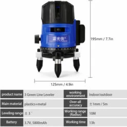 HAPPYSHOPPING Berührte Tasten Multifunktionaler 3 Grüner Liniennivellierer 360-Grad-selbstnivellierendes Laser-Niveaumessgerät,EU-Stecker -Angebote Fliesenleger-Werkzeug Store 36370666 4