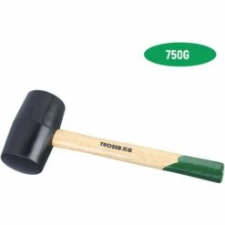 HAPPYSHOPPING 60750 Schwarzer Gummihammer Doppelseitiger Fliesenhammer Mit Holzgriff,750g, Schwarz
