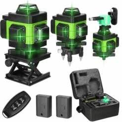 ASUPERMALL Multifunktionale 4D 16 Laserlinien 3rd Level Selbstnivellierungsmaschine Nivellierwerkzeug Lithiumbatterie USB Wiederaufladbar Mit Vertikalen Horizontalen Neigungslinien, Modell: EU Gruner Stecker