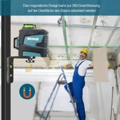 WESCOTOOLS Laser-Nivelliergeräte, Kreuzlinienlaser 3X 360° Linienlaser Grün Selbstnivellierendes, WESCO WS8912K -Angebote Fliesenleger-Werkzeug Store 39582396 3