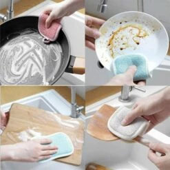 SUN FLOWERDE 4 Stück Wiederverwendbarer Waschbarer, Antibakterieller Küchenschwamm Anstelle Eines Einwegschwamms -Angebote Fliesenleger-Werkzeug Store 39959766 5