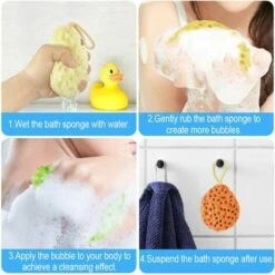 SUN FLOWERDE 5 Stück Hydrophiler Badeschwamm, Luffa-Peeling-Badeschwamm, Natürlicher Meeresschwammball, Badezimmerbedarf, 4 Farben -Angebote Fliesenleger-Werkzeug Store 40063632 3