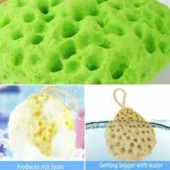 SUN FLOWERDE 5 Stück Hydrophiler Badeschwamm, Luffa-Peeling-Badeschwamm, Natürlicher Meeresschwammball, Badezimmerbedarf, 4 Farben -Angebote Fliesenleger-Werkzeug Store 40063632 5