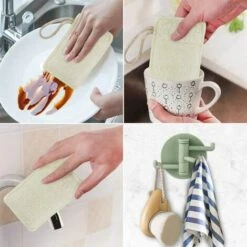 SUN FLOWERDE 6PCS Luffa-Schwamm Wiederverwendbare Waschbare Geschirrschwämme Mit Stecker -Angebote Fliesenleger-Werkzeug Store 40131680 4