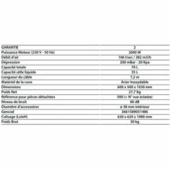 Leman - Aspirateur Inox Eau Et Poussières 70L 1250W + Accessoires - ASP701 -Angebote Fliesenleger-Werkzeug Store 40986899 4