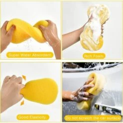 TRIOMPHE 3 Stück Autowaschschwamm, Zufällige Farbe Haltbarer Und Super Saugfähiger Autowaschschwamm, Autoreinigungsschwamm, Ideal Für Autowäsche, Küche, Bad Und Fensterreinigung -Angebote Fliesenleger-Werkzeug Store 41676710 5