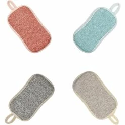 TRIOMPHE 4er-Pack Geschirrschwämme, Mikrofaser-Schwammschwämme, Doppelschwamm Für Antihaftbeschichtete Pfannen, Wiederverwendbare Küchenschwammpads, Antibakterieller Schwamm