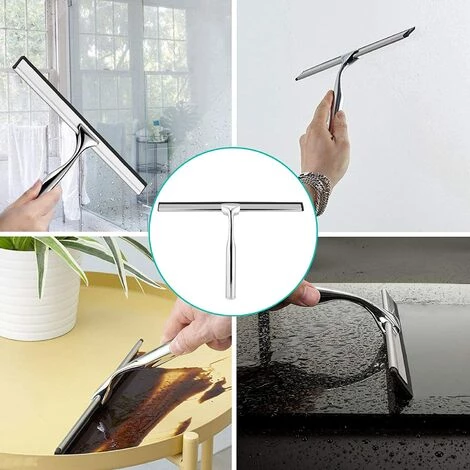 TRIOMPHE TRIO Duschabzieher Glasabzieher Edelstahl Duschabzieher Mit Wandhalterung Kein Bohren Für Badezimmer, Spiegel, Autofenster, Küchen, Fliesen 4 TRIOMPHE TRIO Duschabzieher Glasabzieher Edelstahl Duschabzieher Mit Wandhalterung Kein Bohren Für Badezimmer, Spiegel, Autofenster, Küchen, Fliesen – Bild 4