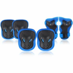 HAPPYSHOPPING Kinder Knieschoner Set 6 In 1 Schutzausrüstungsset Knie-Ellbogenschoner Mit Handgelenkschonern Kinder Sport Sicherheit Schutzpolster Zum Radfahren Rollschuhlaufen,M, Blau. -Angebote Fliesenleger-Werkzeug Store 43160836 4