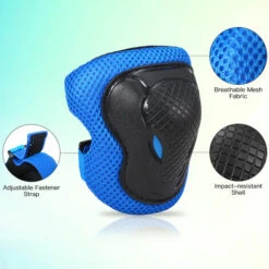 HAPPYSHOPPING Kinder Knieschoner Set 6 In 1 Schutzausrüstungsset Knie-Ellbogenschoner Mit Handgelenkschonern Kinder Sport Sicherheit Schutzpolster Zum Radfahren Rollschuhlaufen,M, Blau. -Angebote Fliesenleger-Werkzeug Store 43160836 5