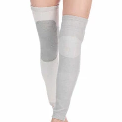 HAPPYSHOPPING Winter Warm Knieorthese Pads Lange Knie Ärmel Thermo Beinwärmer Sport Kniebandage,S, Grau