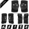 HAPPYSHOPPING Schutzausrüstungs-Set 6 In 1 Knie-Ellbogenschützer Mit Handgelenkschützern Multi-Sport-Sicherheitsschutzpolster Für Kinder/Erwachsene Roller Skating Radfahren,S, Schwarz