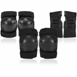 HAPPYSHOPPING Schutzausrüstungs-Set 6 In 1 Knie-Ellbogenschützer Mit Handgelenkschützern Multi-Sport-Sicherheitsschutzpolster Für Kinder/Erwachsene Roller Skating Radfahren,S, Schwarz -Angebote Fliesenleger-Werkzeug Store 43172741 3