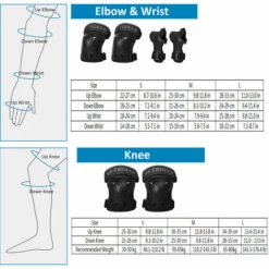 HAPPYSHOPPING Verdicken Knieschützer Set 6 In 1 Protektoren Kit Knieschützer Ellbogenschützer Handgelenkschützer Schutzausrüstung Set Sicherheitsschutzpolster Für Skateboard Radfahren Reiten,M -Angebote Fliesenleger-Werkzeug Store 43327146 5