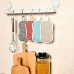ECHOO 4 Stück Mikrofaser-Schwammschwämme, Wiederverwendbare Geschirrschwämme, Antibakteriell Und Reinigungsbeständig, Geruchsneutral, Antihaftbeschichtet, Ideal Für Töpfe Pfannen -Angebote Fliesenleger-Werkzeug Store 43453754 4