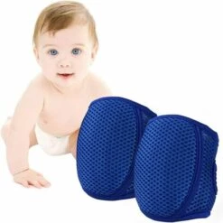 BRIDAY Baby Krabbeln Knieschoner, Anti-Rutsch Kniestütze Einstellbarer Kleinkind Knieschutz,Blau
