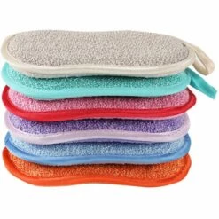 THSINDE 8er-Set Geschirrschwamm Waschbar Antibakteriell Küche Mikrofaser Wiederverwendbare Schwamm Scheuerschwämme Doppelschwamm