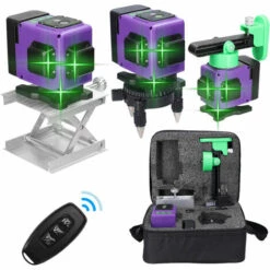 HAPPYSHOPPING Mini Multifunktionaler 12 Linien Laser Level 3° Selbstnivellierende Maschine USB Wiederaufladbares Lithium Batterie Nivelliergerät Mit Vertikalen Horizontalen Schrägen Linien,EU-Stecker, Multicolor