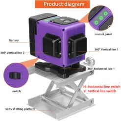 HAPPYSHOPPING Mini Multifunktionaler 12 Linien Laser Level 3° Selbstnivellierende Maschine USB Wiederaufladbares Lithium Batterie Nivelliergerät Mit Vertikalen Horizontalen Schrägen Linien,EU-Stecker, Multicolor -Angebote Fliesenleger-Werkzeug Store 47883390 4
