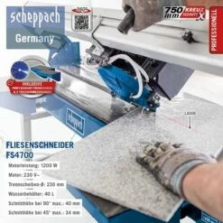 Scheppach Fliesenschneider FS4700 1200W 1200x40mm Fliesenschneidemaschine -Angebote Fliesenleger-Werkzeug Store 49766028 4